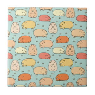 Cute Mint Pig Pattern Tile