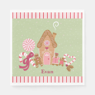 Cute Mint Pink Gingerbread Candy Paper Napkin