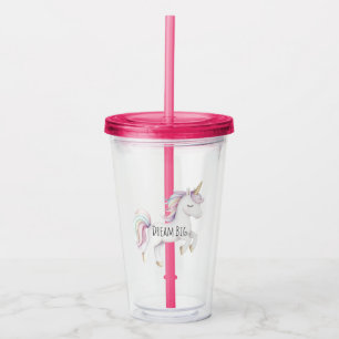 Cute Mint Pink Purple Blue White Unicorn Acrylic Tumbler