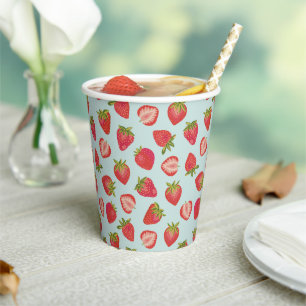 Cute Mint & Red Summer Strawberry Fruit Paper Cup