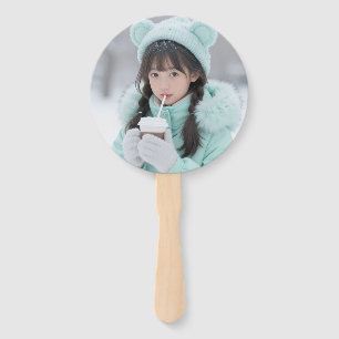 Cute Mint Winter Anime Girl Party Favour Button Hand Fan