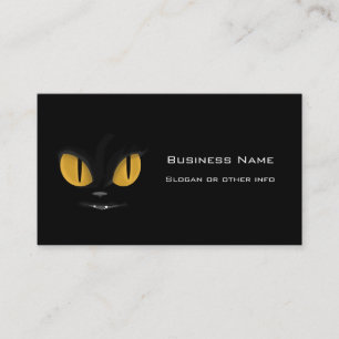 Cute Mischievous Black Cat with Fangs Business Card