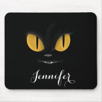 Cute Mischievous Black Cat with Fangs Personalized