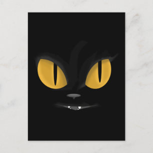 Cute Mischievous Black Cat  with Fangs Postcard