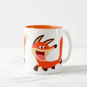 Cute Mischievous Cartoon Fox Two-Tone Coffee Mug