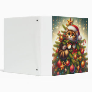 Cute, mischievous cat in the Christmas tree Binder