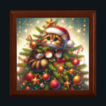 Cute, mischievous cat in the Christmas tree Gift Box<br><div class="desc">.</div>