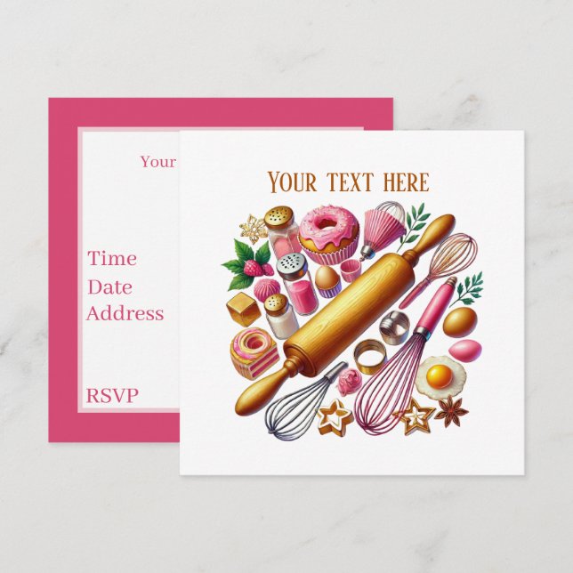 Cute mixed Baking party Invitation (Front/Back)