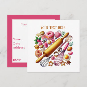 Cute mixed Baking party Invitation