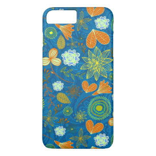 Cute mixed blue paisley colourful flowers patterns iPhone 8 plus/7 plus case