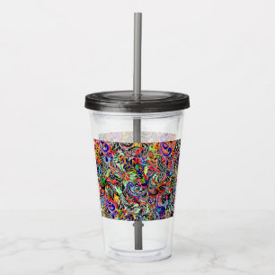 Cute mixed colourful flowers patterns acrylic tumbler