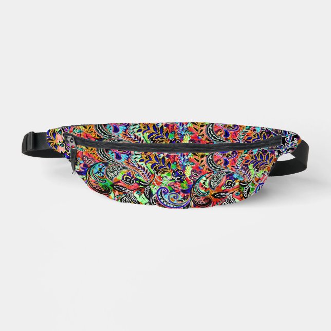 Cute mixed colourful flowers patterns fanny pack (Front)
