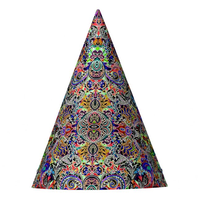 Cute mixed colourful flowers patterns party hat (Front)