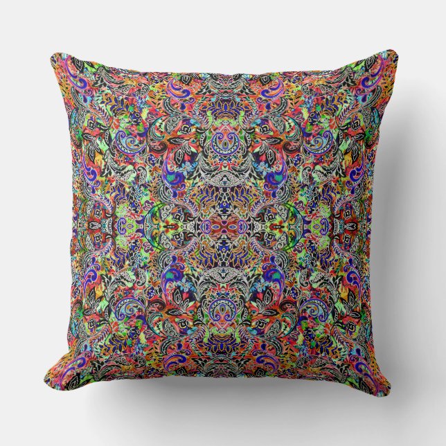 Cute mixed colourful flowers patterns throw pillow (Front)