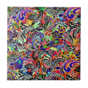 Cute mixed colourful flowers patterns tile