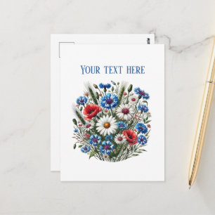 Cute mixed flowers customizable postcard