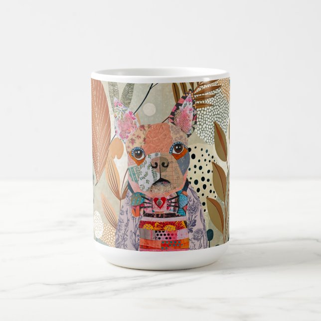 Cute Mixed Media Boston Terrier Dog Coffee Mug (Center)