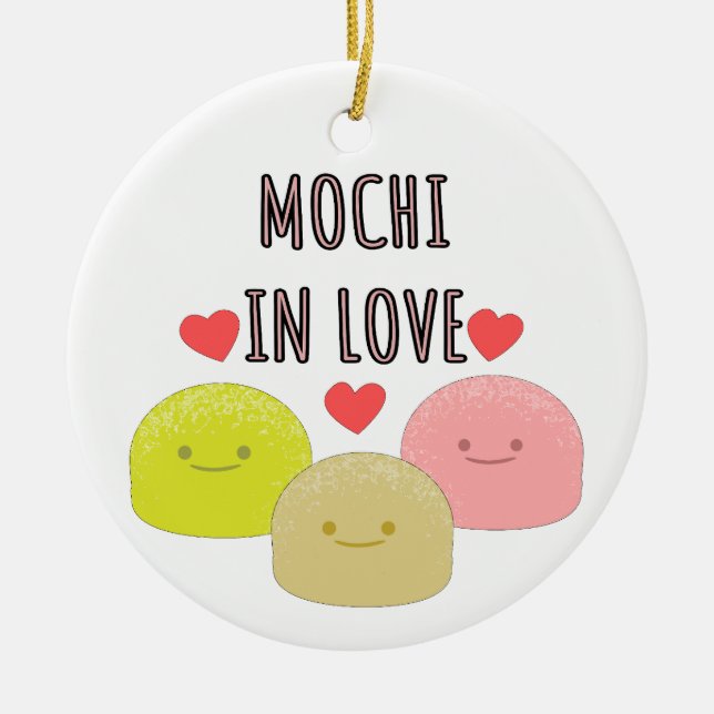 Cute Mochi Cartoon Drawings Ceramic Ornament (Front)