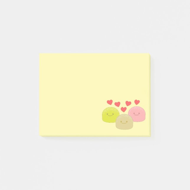 Cute Mochi Cartoon Drawings Post-it Notes (Front)
