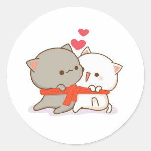 Cute Mochi Peach Cat Classic Round Sticker