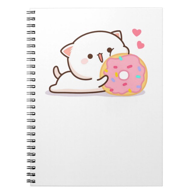 Cute Mochi Peach Cat Notebook (Front)