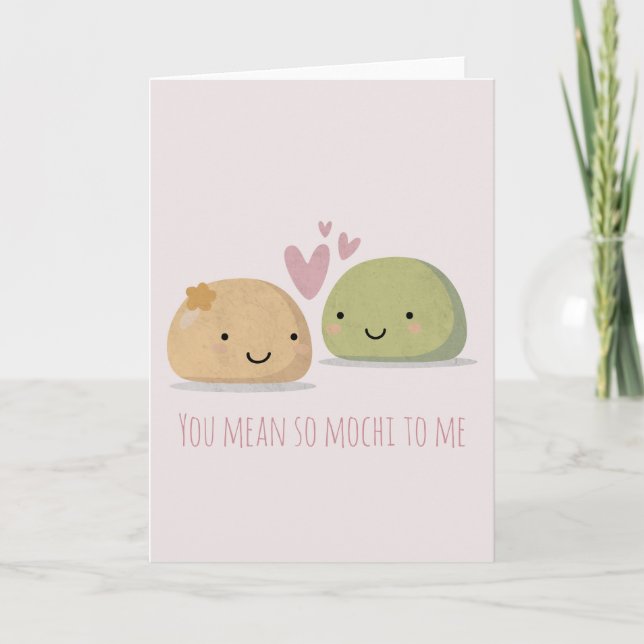 Cute Mochi Valentine's Day Note Card (Front)