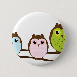 Cute Mod Chic Classy Destiny Owl 2 Inch Round Button