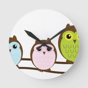 Cute Mod Chic Classy Destiny Owl Round Clock