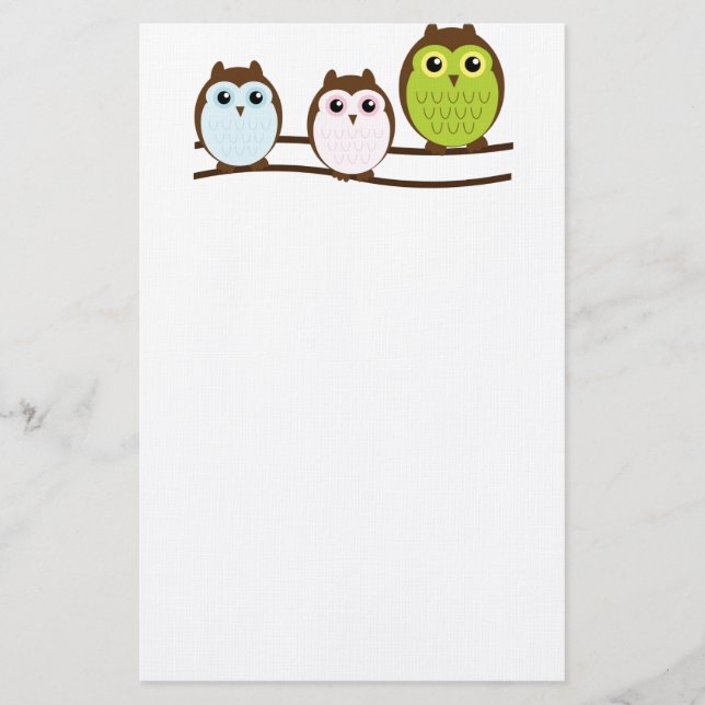 Cute Mod Chic Classy Destiny Owl Stationery (Front)