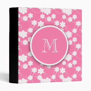 Cute Mod Pink Flowers Pattern, Your Initial Binder