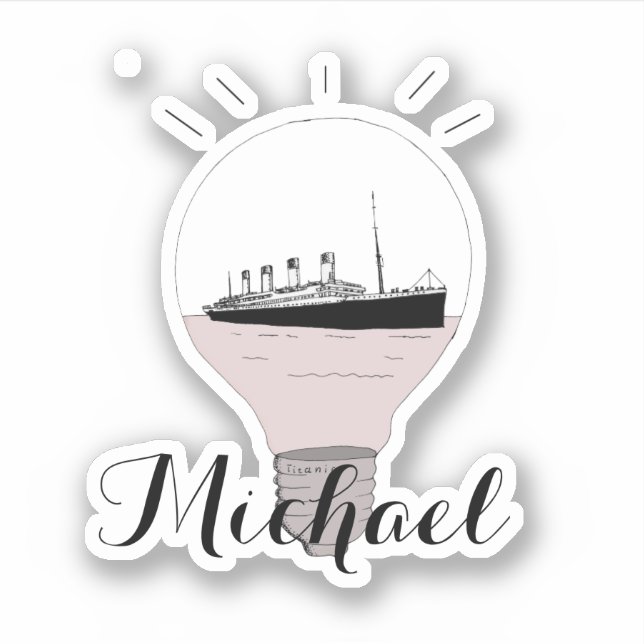 Cute Moderm Black and White Michael Ship Sticker (Front)