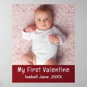 Cute Modern 1st Valentine's Day Personalize Photo Poster