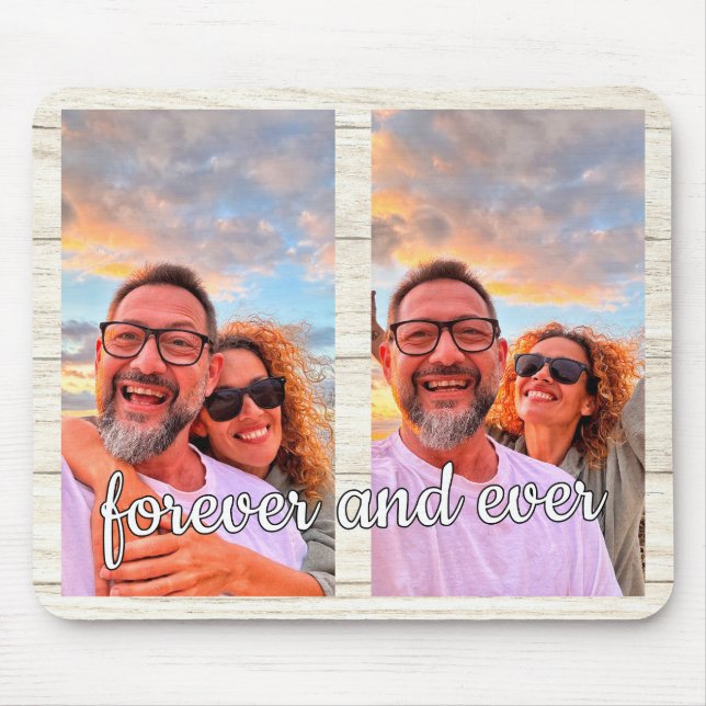 Cute Modern 2 Photo Collage Custom Monogram Mouse Pad (Front)