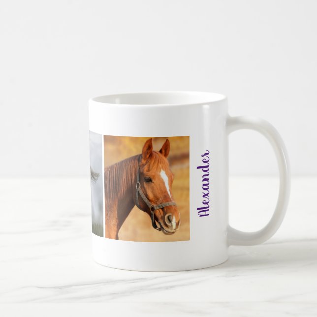 Cute Modern 3 Horses Photos Mug I Love Horses Name (Right)