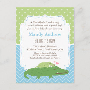 Cute Modern Alligator Baby Shower Party Invitation