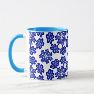 Cute Modern and Fun Blue Evil Eye Floral Pattern Mug