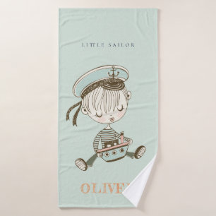 Cute Modern Aqua Blue Boys Little Sailor Nautical