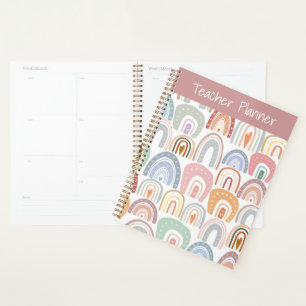 Cute Modern Assorted Pastel Rainbow Teacher Planner