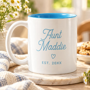 Cute Modern Baby Announcement Aunt Pregnancy Two-Tone Coffee Mug