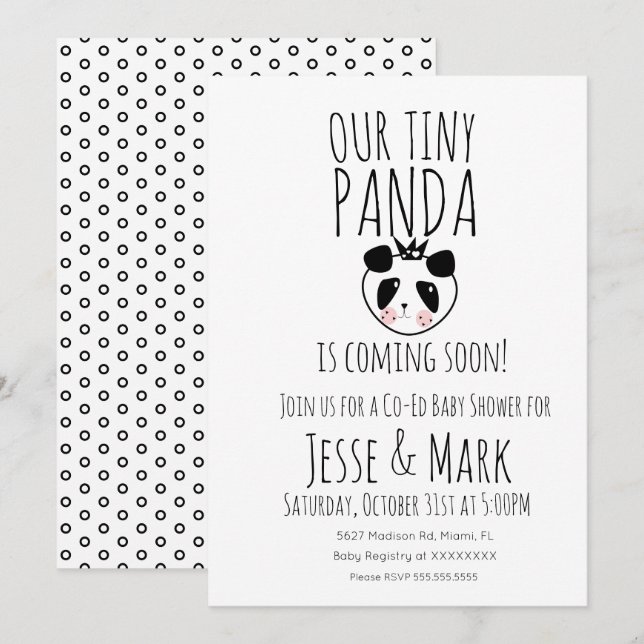 Cute Modern Baby Panda Baby Shower Invitation (Front/Back)