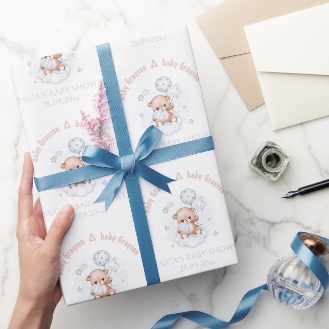 Cute Modern Baby Shower Wrapping Paper | Baby Boy (Creator Uploaded)