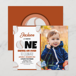 Cute Modern Baseball Budget Photo 1st Birthday