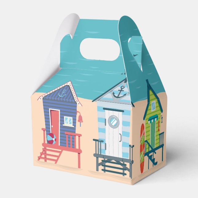 Cute Modern Beach Huts Summer Holiday Art Favor Box (Back Side)