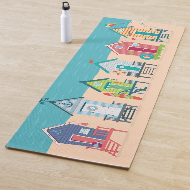 Cute Modern Beach Huts Summer Holiday Art Yoga Mat (In Situ)
