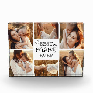 Cute Modern Best Mom Ever Custom Family Photo Block