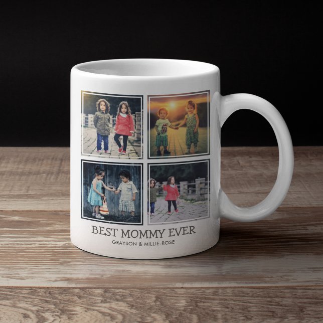 Cute Modern Best Mommy Ever | Photo Collage Coffee Mug (Creator Uploaded)