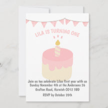 Cute,modern birthday cake invitation