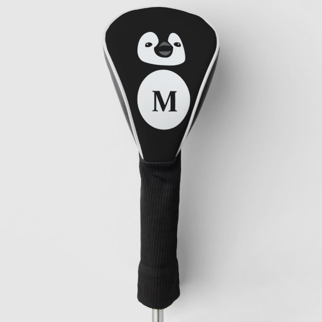 Cute Modern Black and white Penguin illustration  Golf Head Cover (Front)