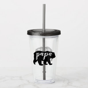 Cute Modern Black & White Papa Bear Acrylic Tumbler