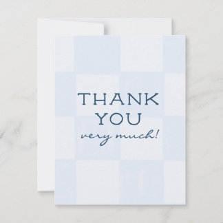 Cute Modern Blue Chequered Baby Shower Thank You Card